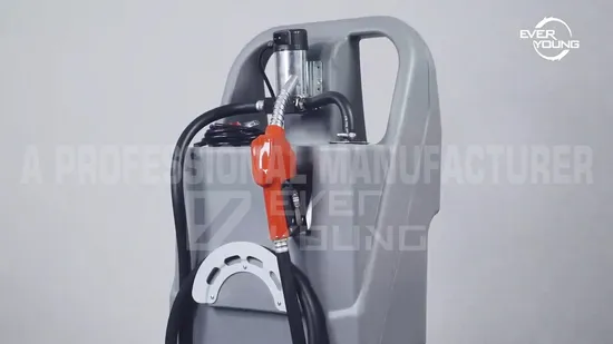 100L Portable Diesel Tank for Farm Machinery Construction HDPE Fuel Transfer Tank with Wheels 12V Electric Pump Plastic Fuel Gas Tank